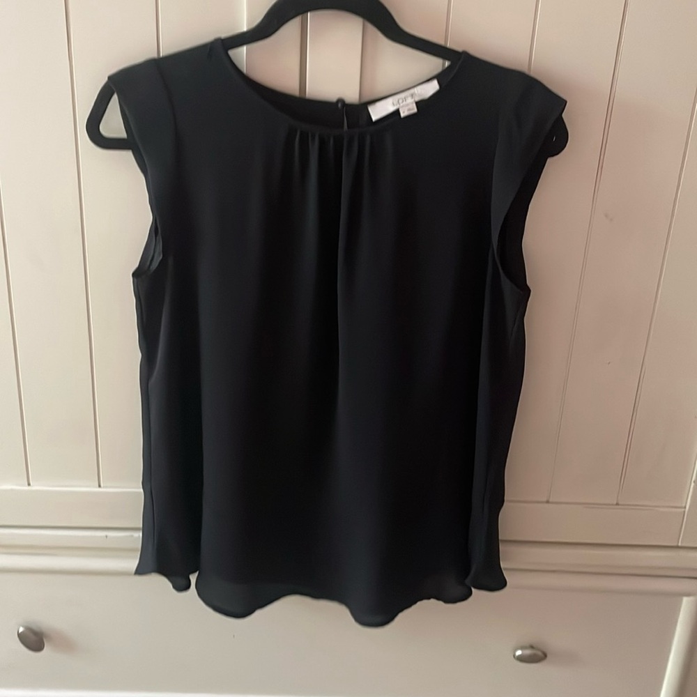 EUC the loft black peplum style camisole, XS